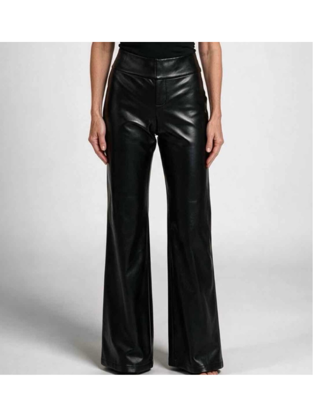 Alice + Olivia Olivia Vegan Leather Low-Rise Flare Pants Black NWT Sz 6